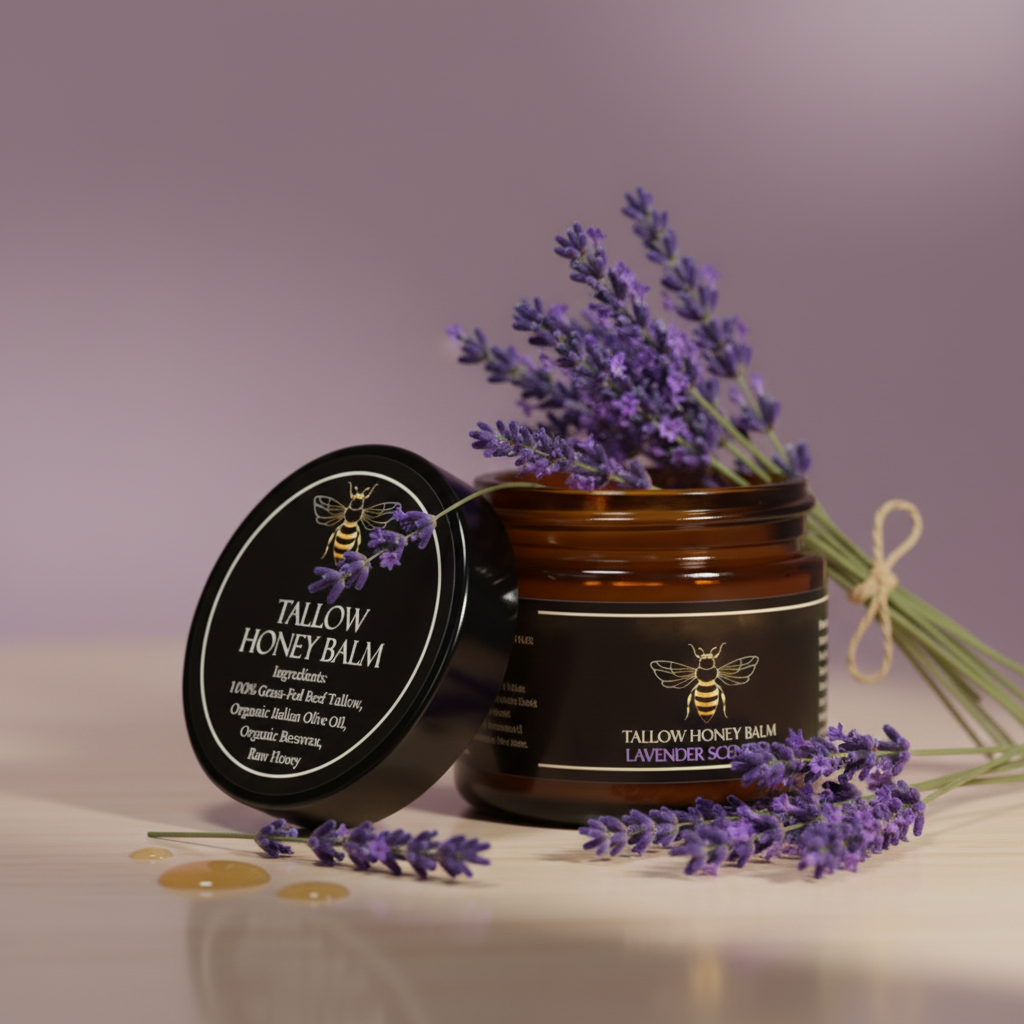 Bálsamo de sebo de res orgánica alimentada con pasto